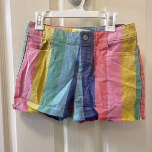 Mini Boden Colorful Rainbow Denim Shorts Girls Size 12 years